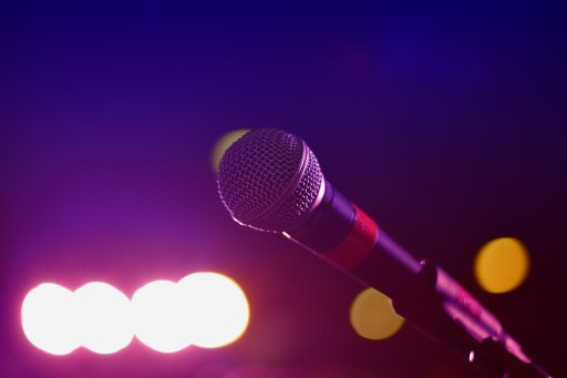 audio, microphone, bokeh lights