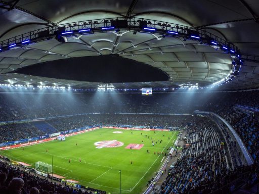 high angel photography of football stadium